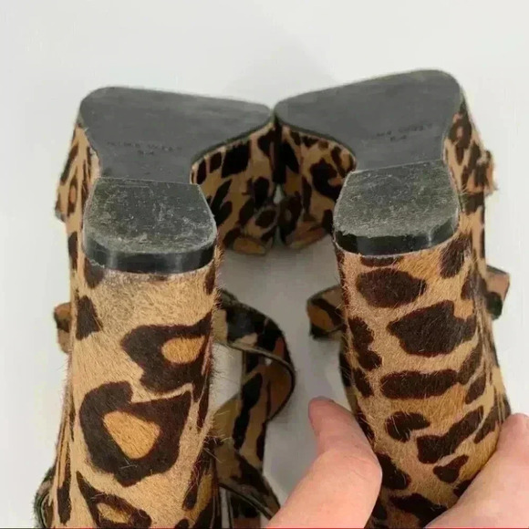 Nine West womens Fannyr heels size 8 brown cheetah calf hair platform wedges - Picture 5 of 14